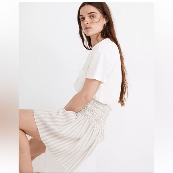Madewell Smocked Pull-On Mini Skirt in Stripe - Picture 2 of 7